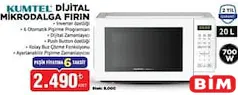 KUMTEL DİJİTAL MİKRODALGA FIRIN 700 W 20 L